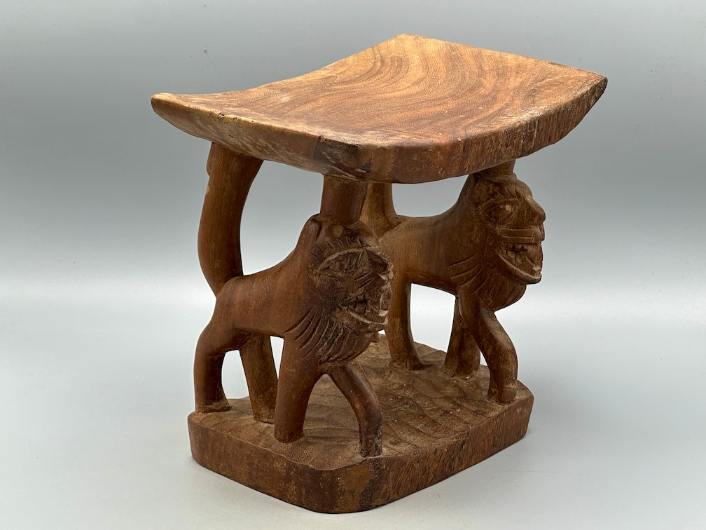Fon Double Lion Motif Foot Stool - Benin