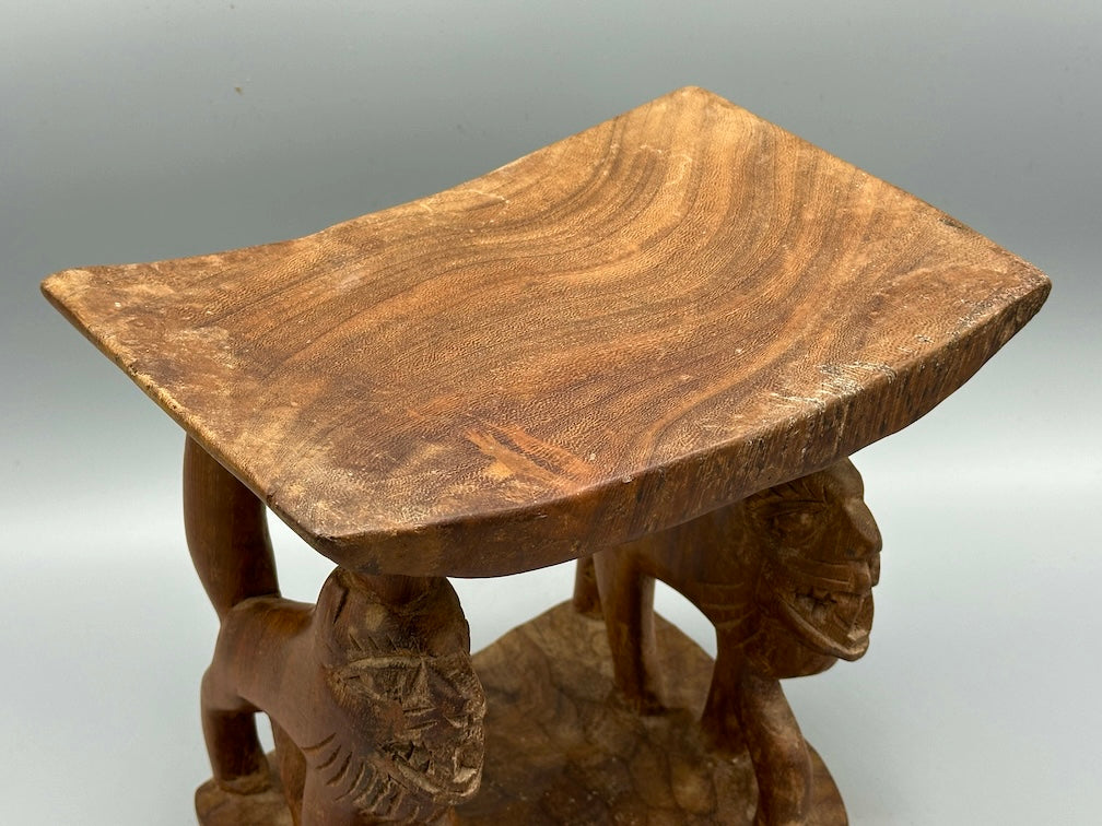 Fon Double Lion Motif Foot Stool - Benin