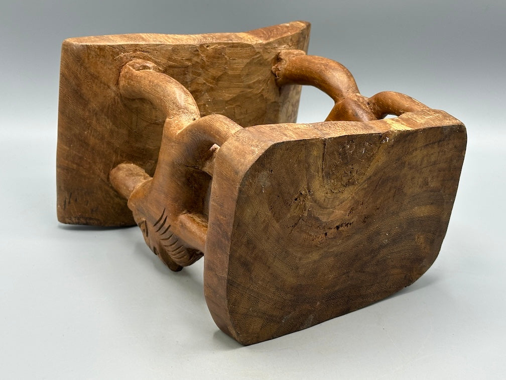 Fon Double Lion Motif Foot Stool - Benin