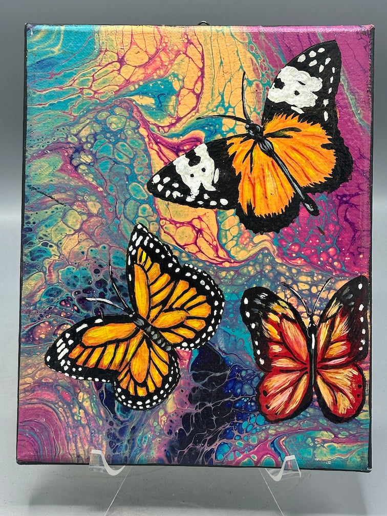 Original Tropical Butterflies Painting on Canvas from El Salvador