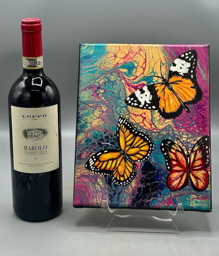 Original Tropical Butterflies Painting on Canvas from El Salvador