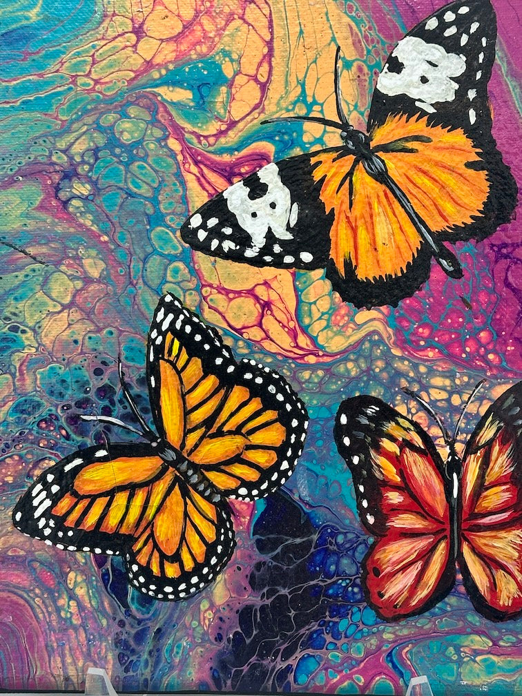 Original Tropical Butterflies Painting on Canvas from El Salvador