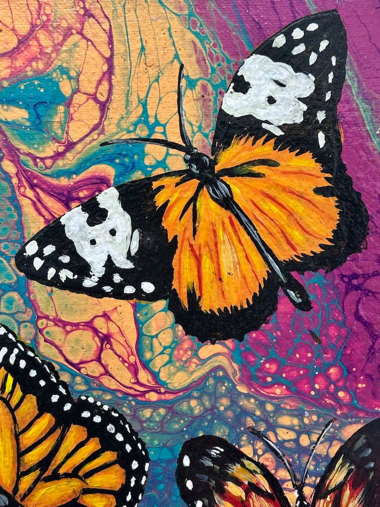 Original Tropical Butterflies Painting on Canvas from El Salvador