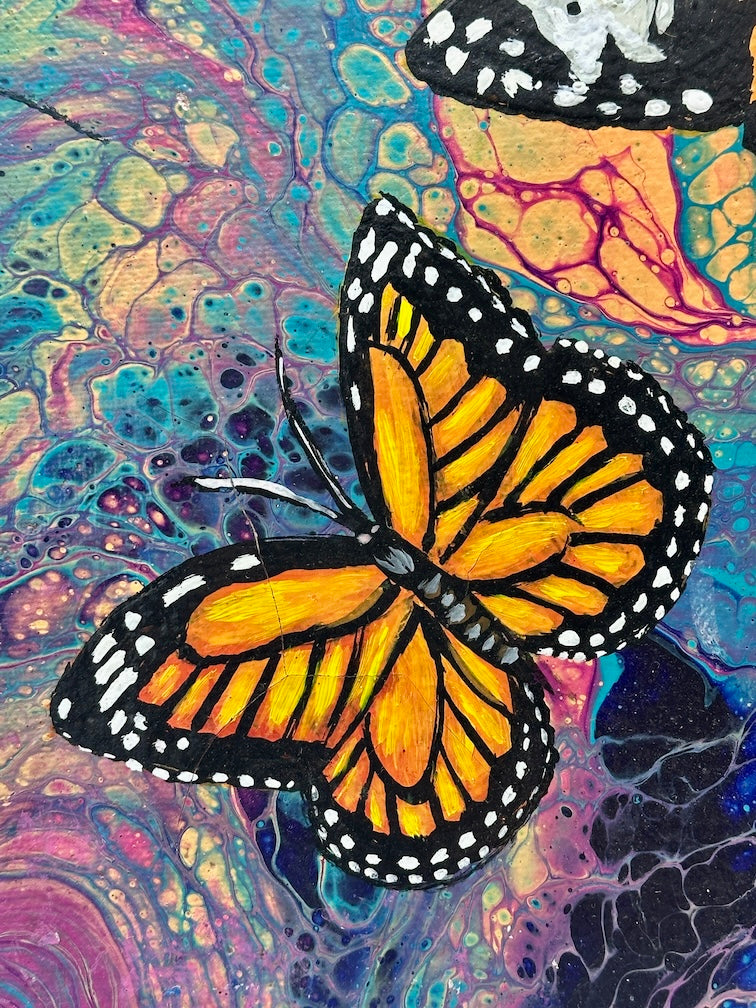 Original Tropical Butterflies Painting on Canvas from El Salvador