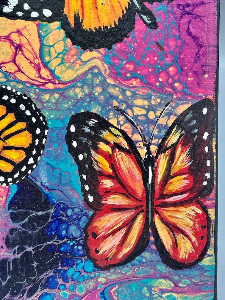Original Tropical Butterflies Painting on Canvas from El Salvador