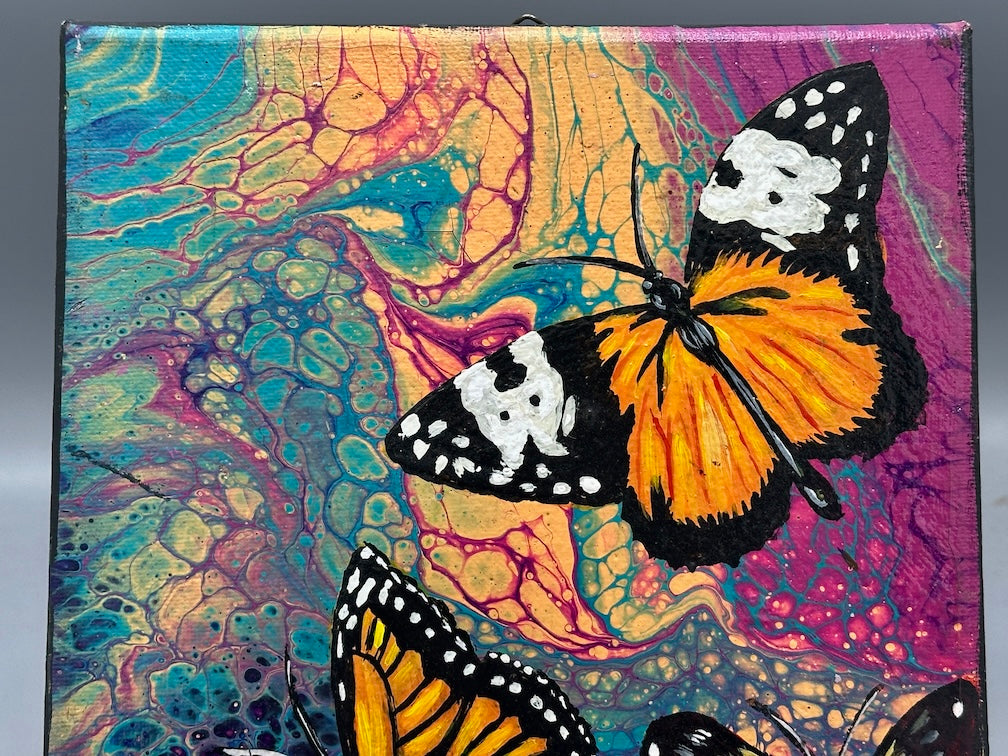 Original Tropical Butterflies Painting on Canvas from El Salvador