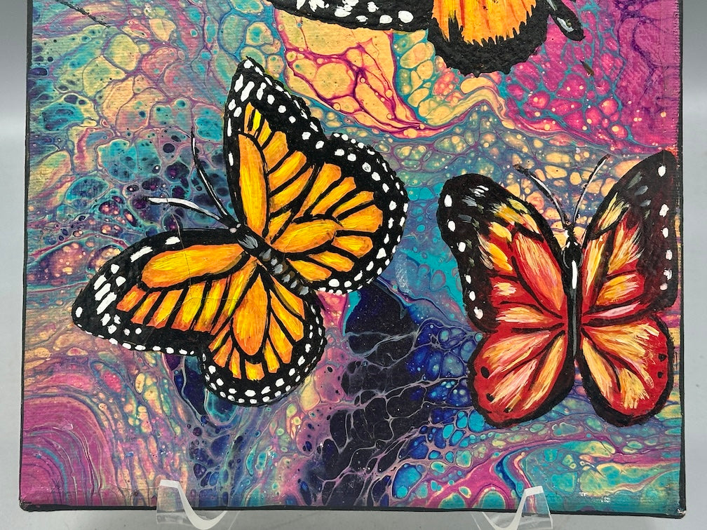 Original Tropical Butterflies Painting on Canvas from El Salvador