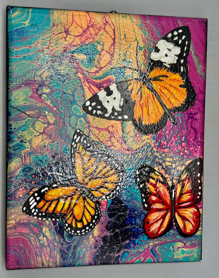 Original Tropical Butterflies Painting on Canvas from El Salvador