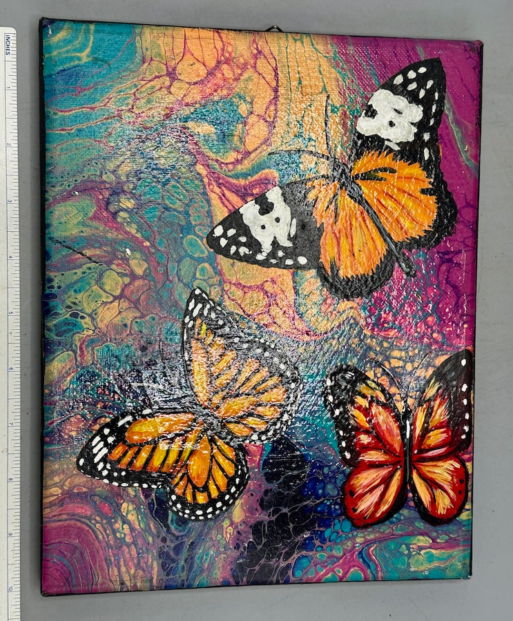 Original Tropical Butterflies Painting on Canvas from El Salvador