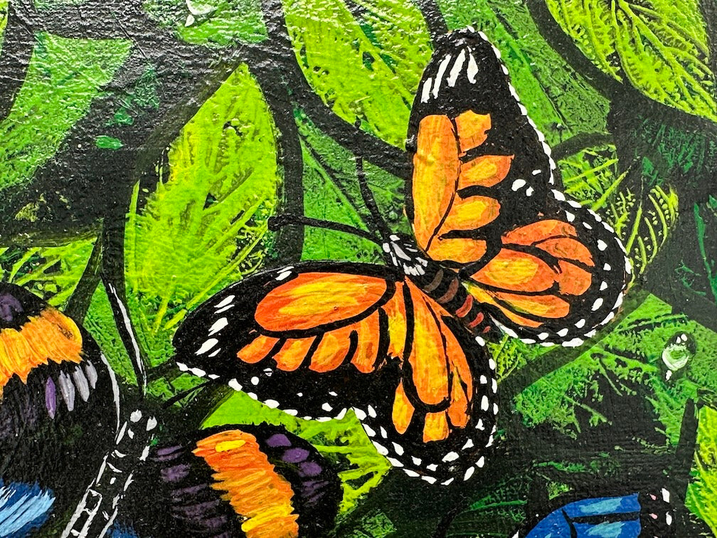 Original Tropical Butterflies Painting on Canvas from El Salvador