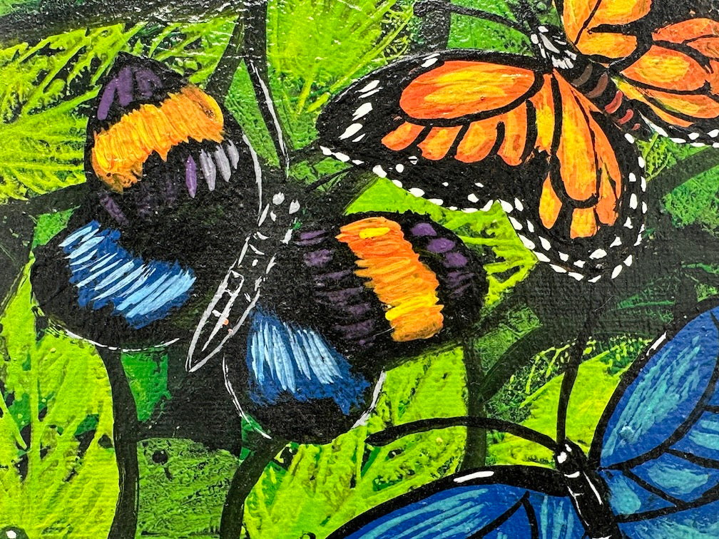 Original Tropical Butterflies Painting on Canvas from El Salvador