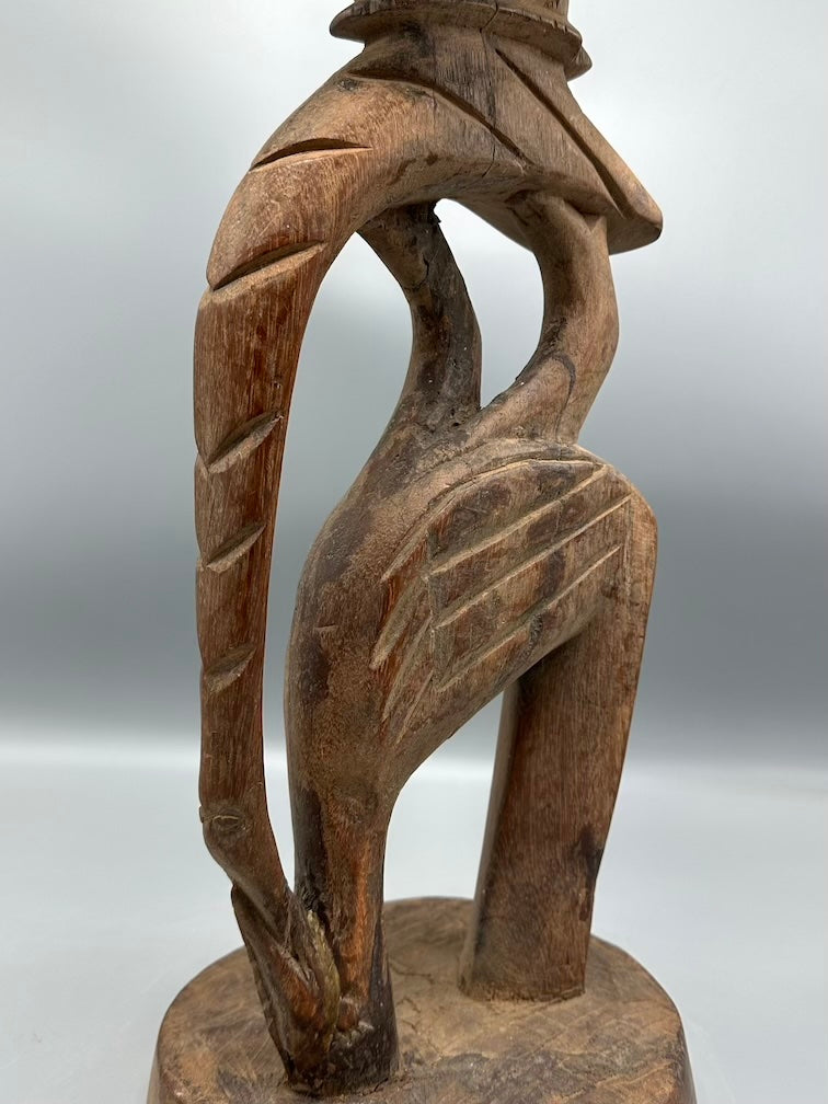 Senufo Contemporary Platform Top Hornbill Statue | 17" - Mali
