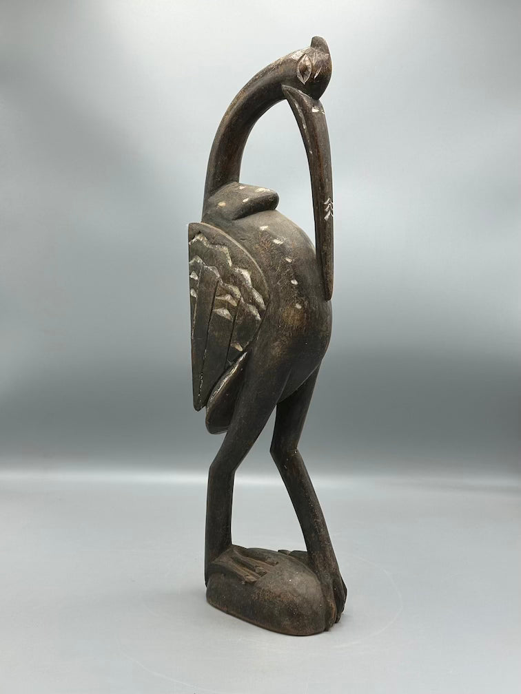 Senufo Contemporary Painted Hornbill Statue | 19" - Mali