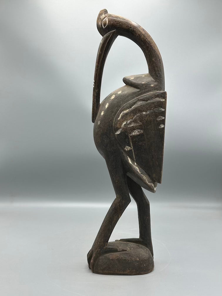 Senufo Contemporary Painted Hornbill Statue | 19" - Mali
