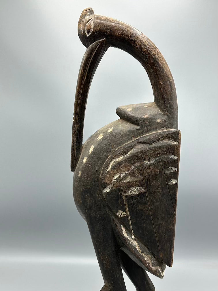 Senufo Contemporary Painted Hornbill Statue | 19" - Mali