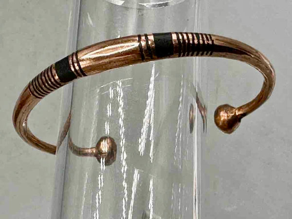 Tuareg Double Bar Multiple Stripe Inlay Heavier Copper Bracelet