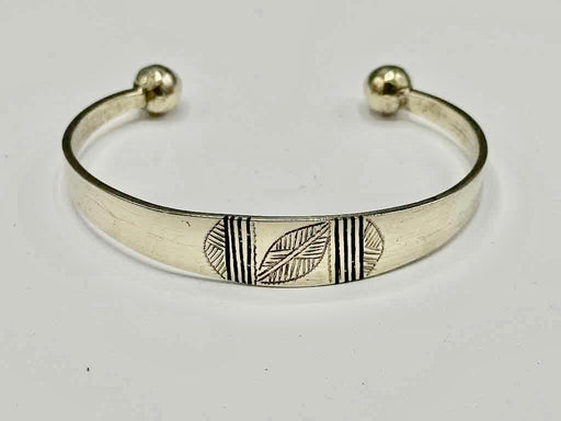 Large Wide Tuareg Inlaid Etched Coin Silver Bracelet