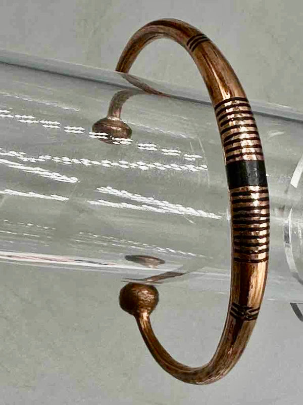Tuareg Single Bar Multiple Stripe Inlay Copper Bracelet