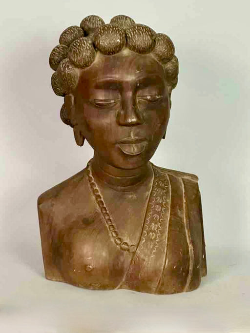 Carved Tropical Wood Fon African Woman Head - Togo