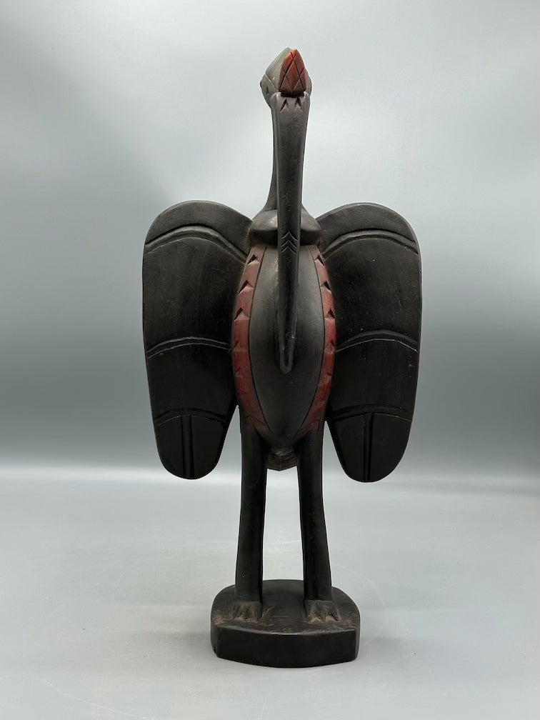Senufo Contemporary Black Hornbill Statue | 16" - Mali