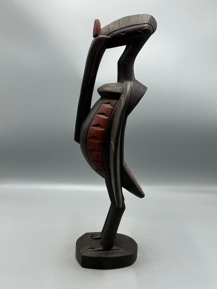 Senufo Contemporary Black Hornbill Statue | 16" - Mali