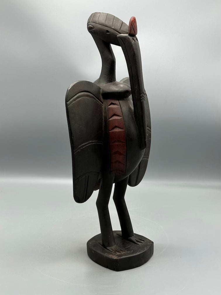 Senufo Contemporary Black Hornbill Statue | 16" - Mali
