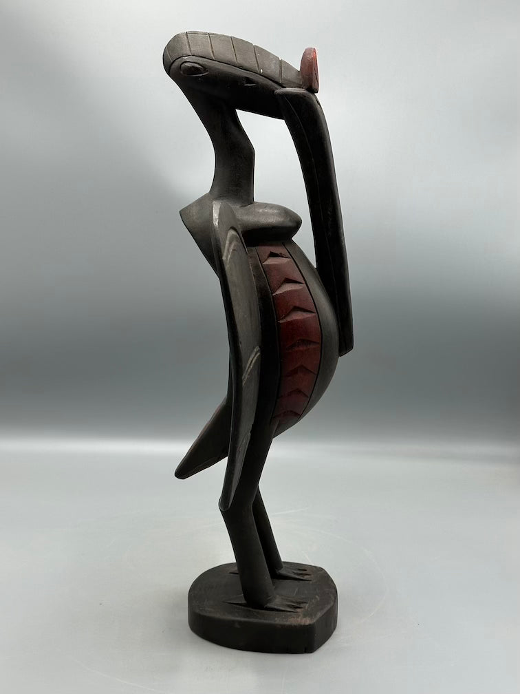 Senufo Contemporary Black Hornbill Statue | 16" - Mali