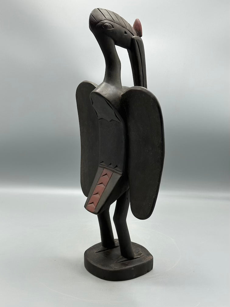 Senufo Contemporary Black Hornbill Statue | 16" - Mali