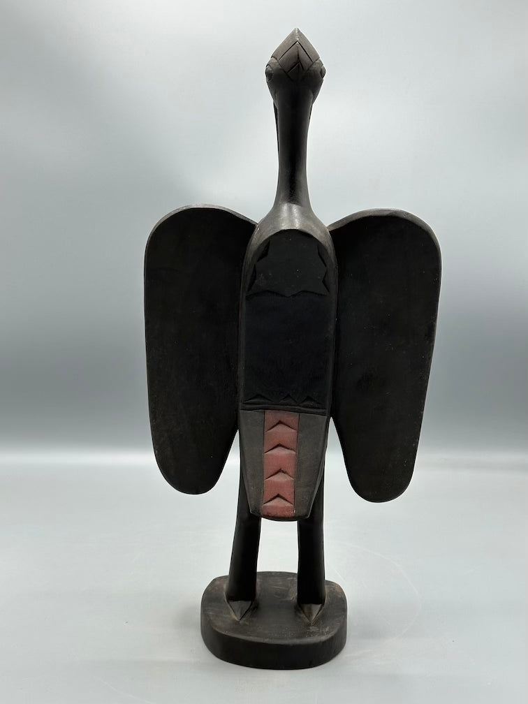 Senufo Contemporary Black Hornbill Statue | 16" - Mali
