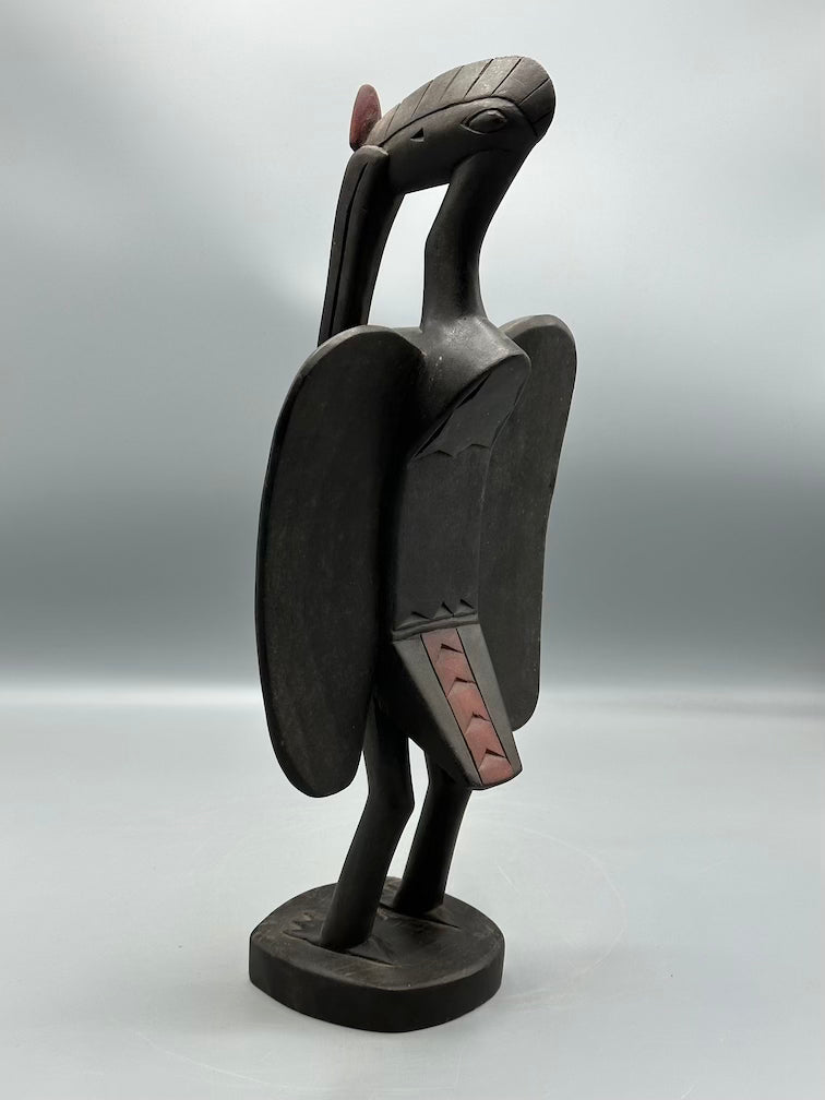 Senufo Contemporary Black Hornbill Statue | 16" - Mali