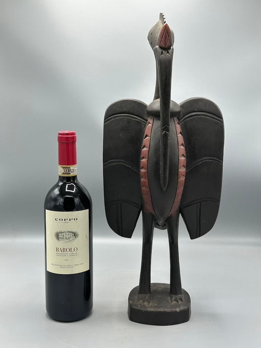 Senufo Contemporary Black Hornbill Statue | 19" - Mali
