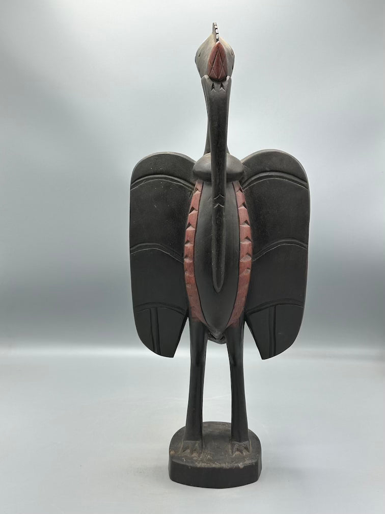 Senufo Contemporary Black Hornbill Statue | 19" - Mali