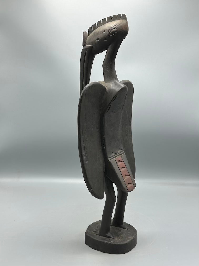 Senufo Contemporary Black Hornbill Statue | 19" - Mali