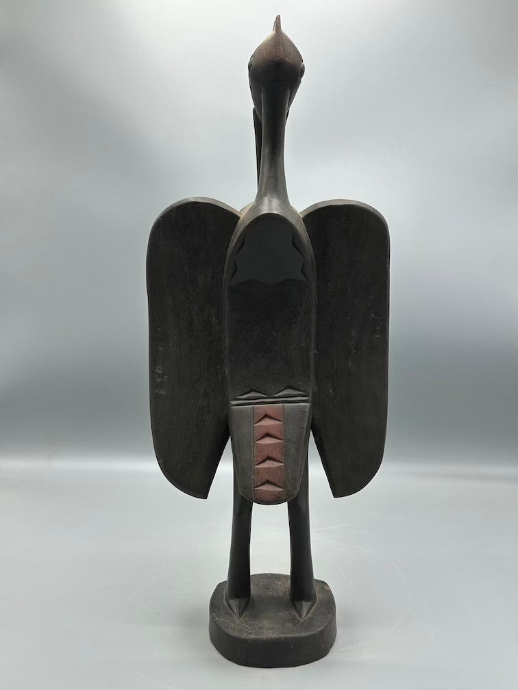 Senufo Contemporary Black Hornbill Statue | 19" - Mali