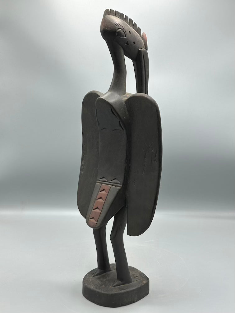Senufo Contemporary Black Hornbill Statue | 19" - Mali