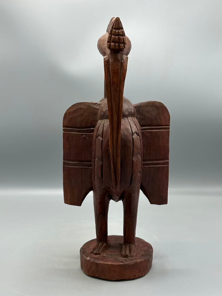 Small Senufo Contemporary Red Hornbill Statue | 15" - Mali