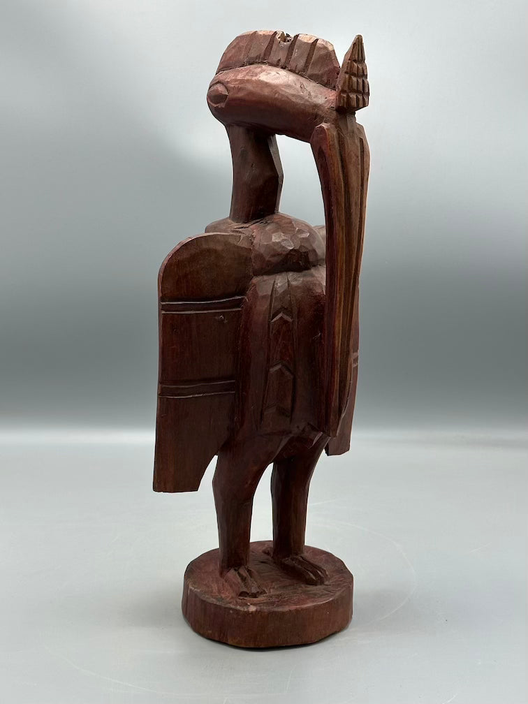 Small Senufo Contemporary Red Hornbill Statue | 15" - Mali