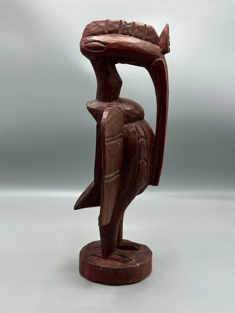 Small Senufo Contemporary Red Hornbill Statue | 15" - Mali