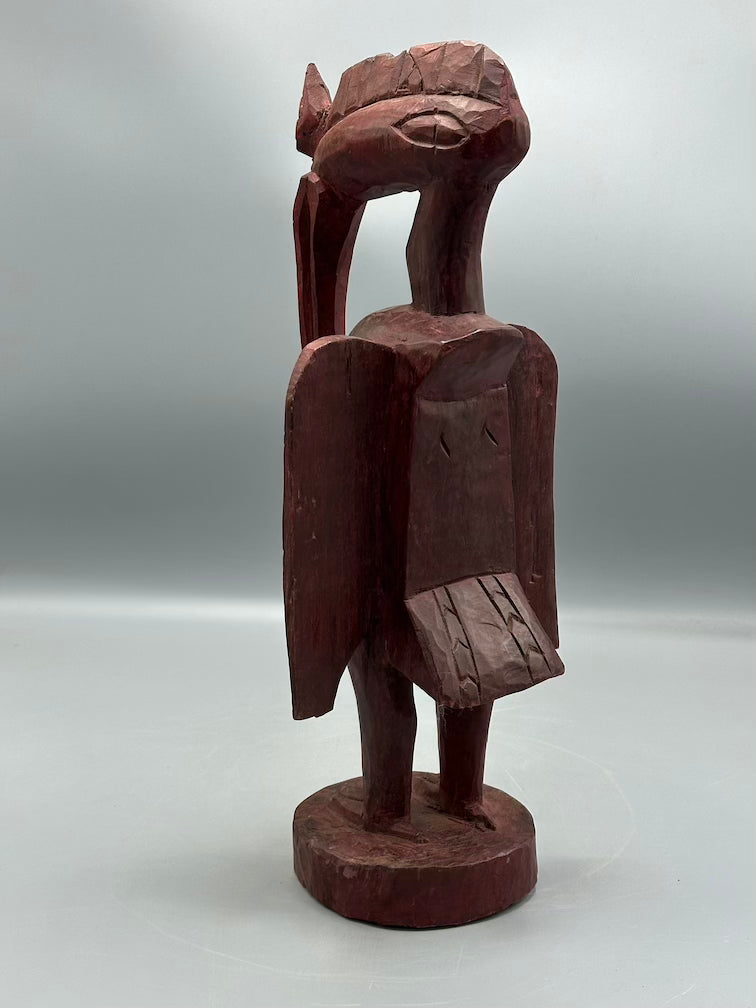 Small Senufo Contemporary Red Hornbill Statue | 15" - Mali