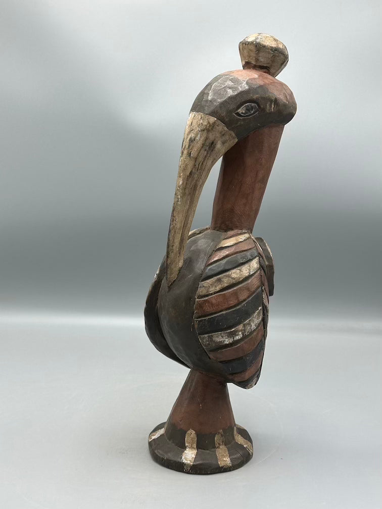 Small Baga Contemporary Painted Hornbill Statue | 15" - Guinea