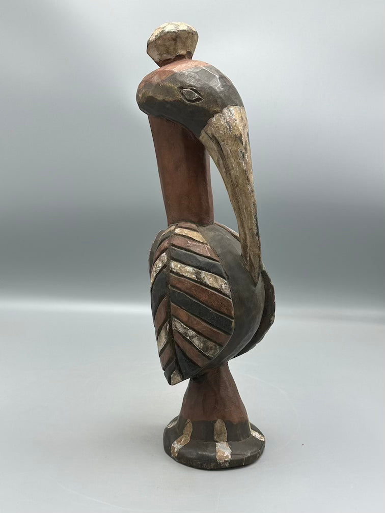 Small Baga Contemporary Painted Hornbill Statue | 15" - Guinea