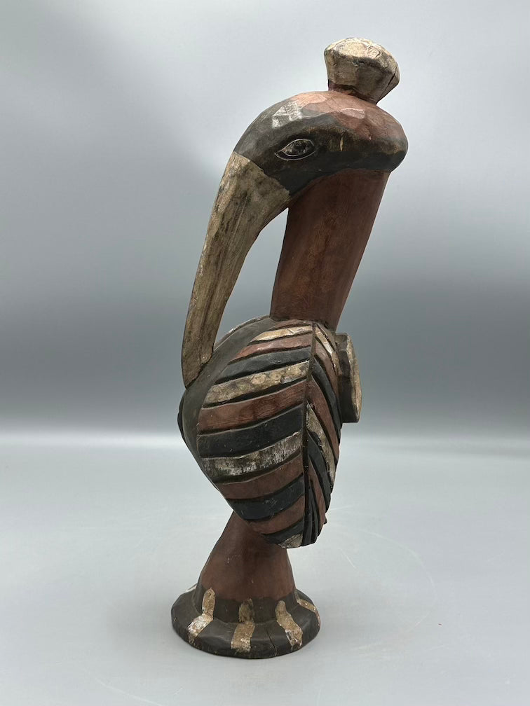 Small Baga Contemporary Painted Hornbill Statue | 15" - Guinea