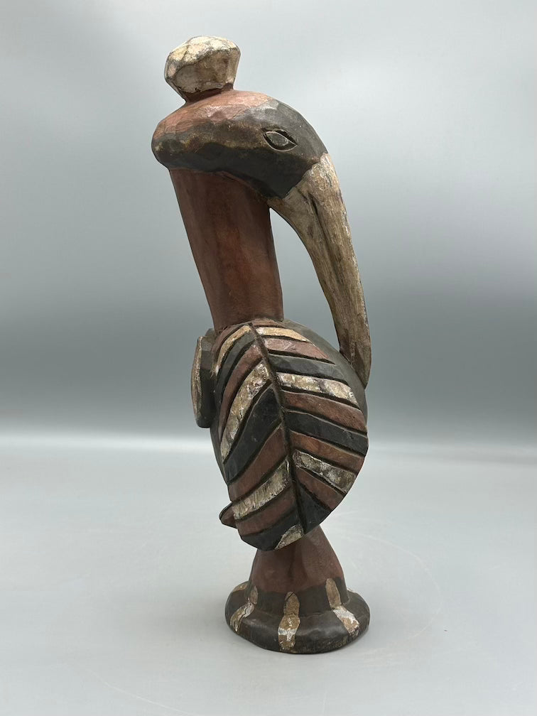 Small Baga Contemporary Painted Hornbill Statue | 15" - Guinea