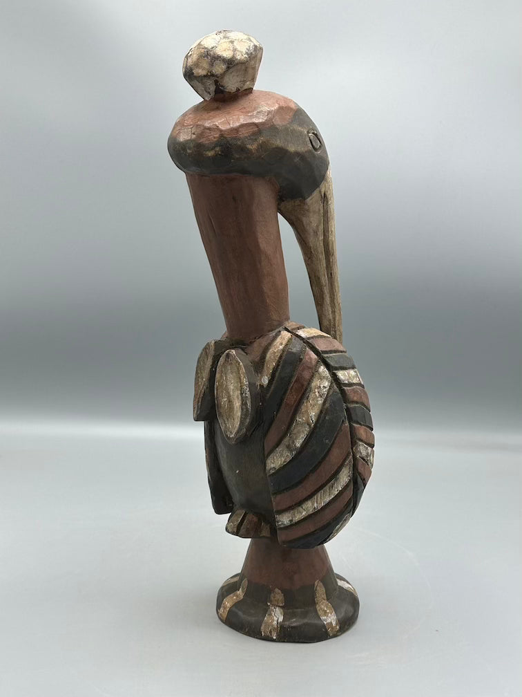 Small Baga Contemporary Painted Hornbill Statue | 15" - Guinea