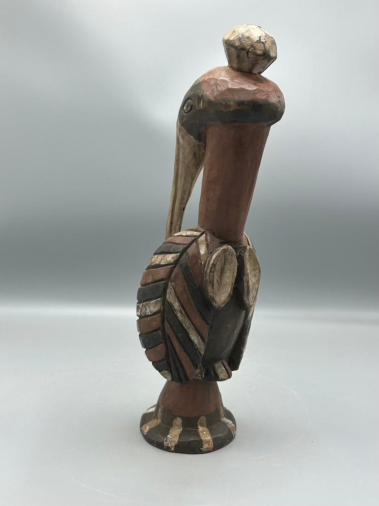 Small Baga Contemporary Painted Hornbill Statue | 15" - Guinea