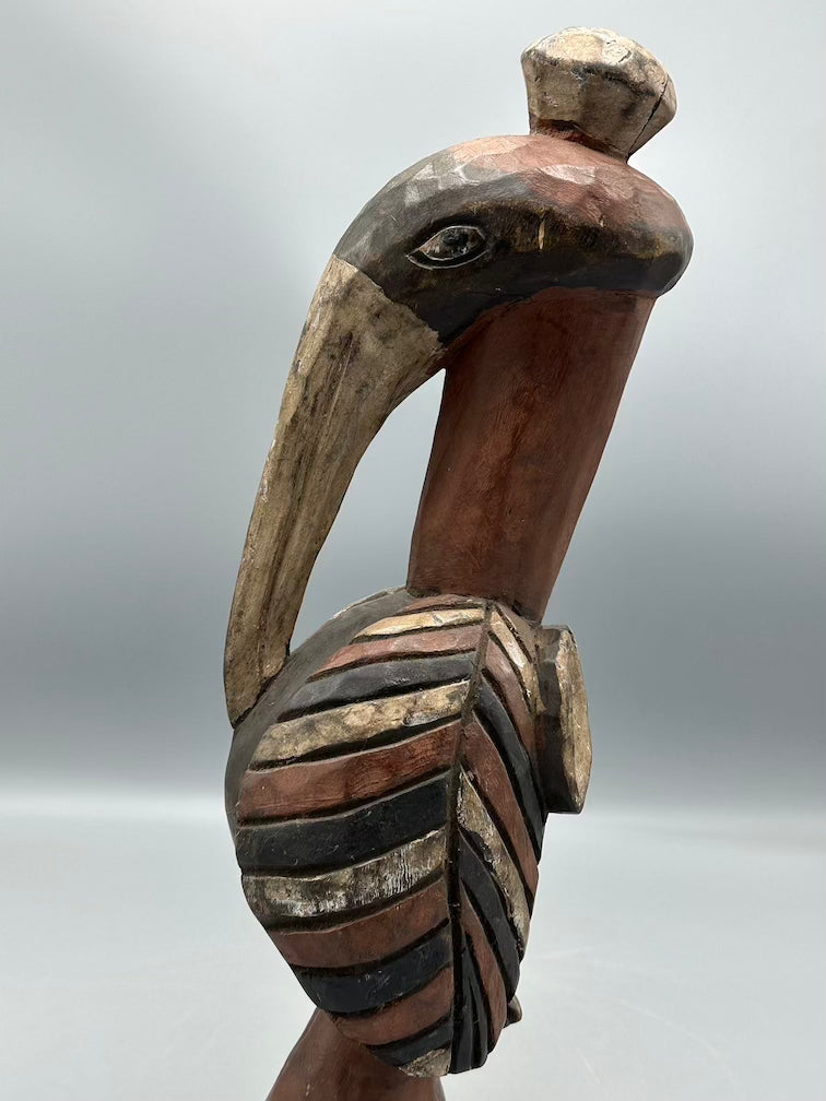 Small Baga Contemporary Painted Hornbill Statue | 15" - Guinea