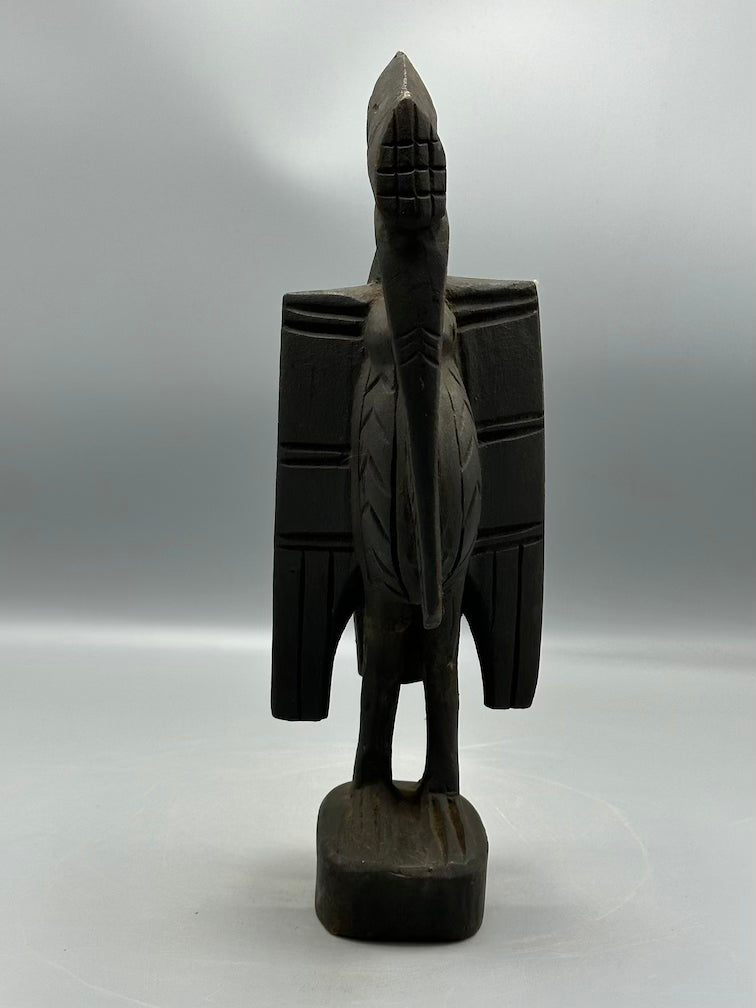 Small Senufo Contemporary Black Hornbill Statue | 13" - Mali