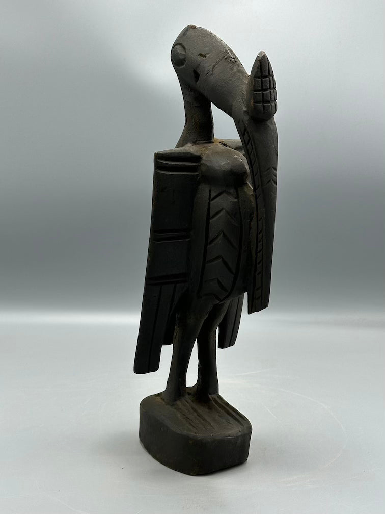 Small Senufo Contemporary Black Hornbill Statue | 13" - Mali