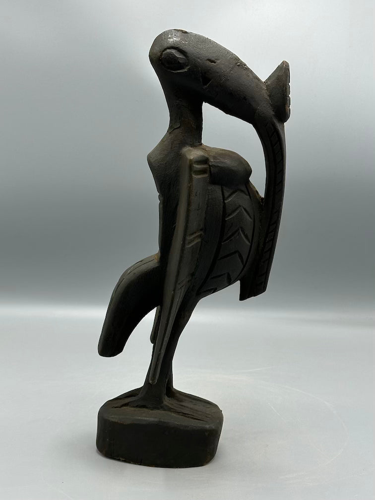 Small Senufo Contemporary Black Hornbill Statue | 13" - Mali