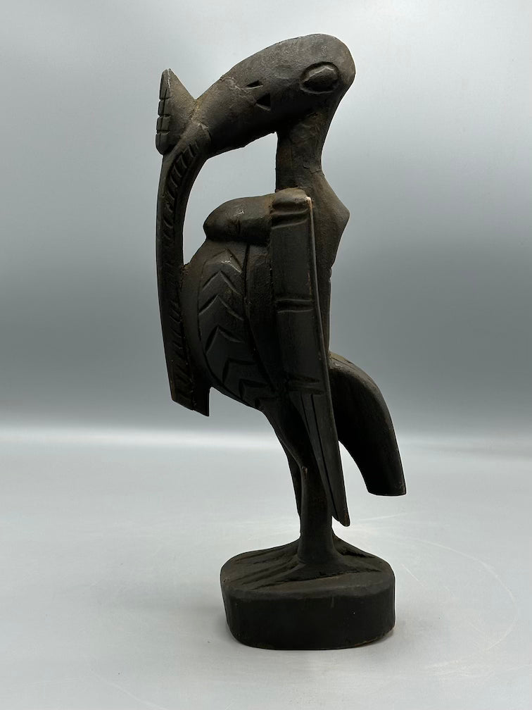 Small Senufo Contemporary Black Hornbill Statue | 13" - Mali